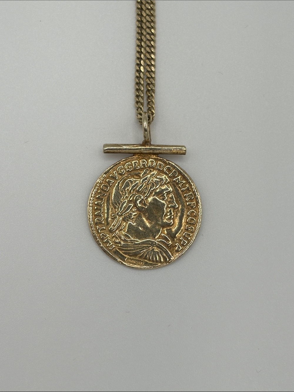 Sterling Silver 925 Gold plated Roman Coin Pendant Necklace on adjustable chain